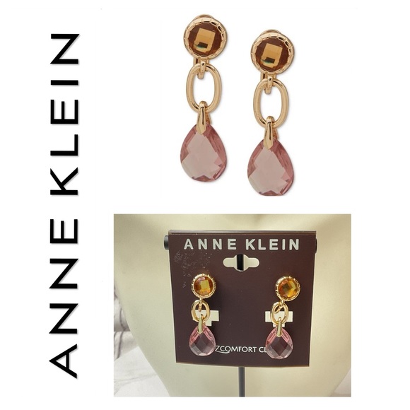 🐘🐘💓 Anne Klein Crystal Teardrop Clip On Earrings - Picture 1 of 4
